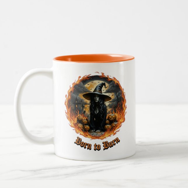 Born to Burn Witch Halloween Mug (Left)