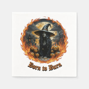 Born to Burn Witch & Jack Spooky Paper Napkin