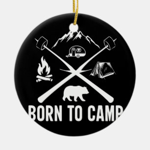 Born to camp ceramic tree decoration