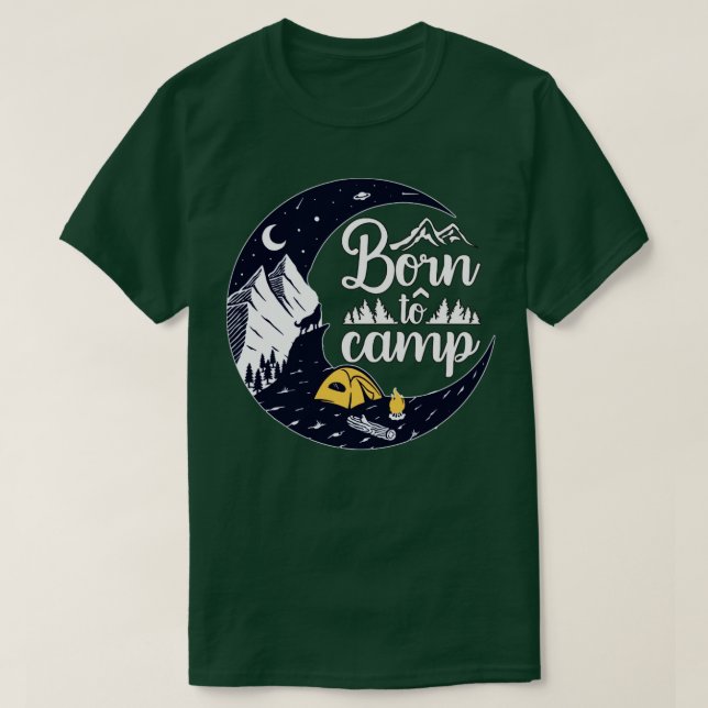 Born to Camp Mountains Wolf Moon T-Shirt (Design Front)