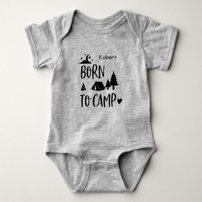 Born to Camp Personalised Baby Bodysuit (Front)
