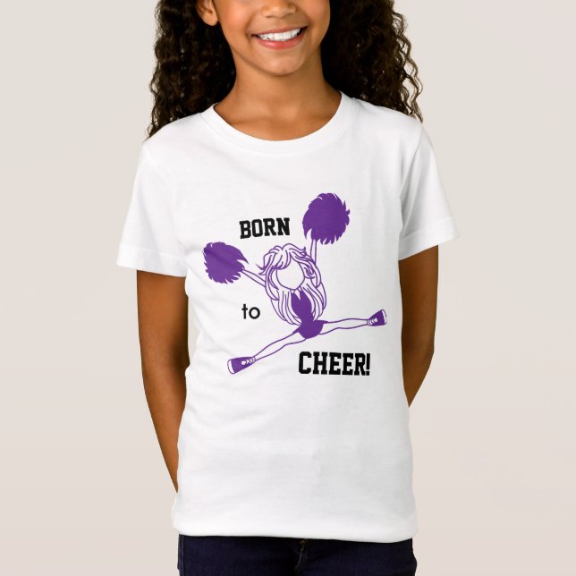 Born to Cheer - Purple Girl Cheerleader T-Shirt (Front)
