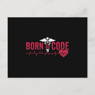 Born To Code Medical Coder ICD Coding Programmer Postcard