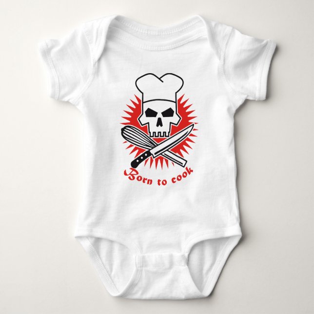 born to cook baby bodysuit (Front)