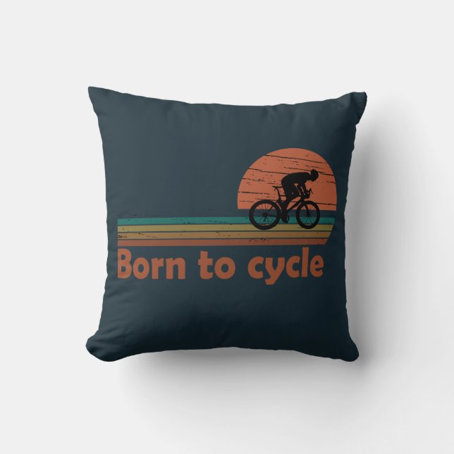 Born To Cycle - MTB Mountain Biking Funny Cycling Cushion (Front)