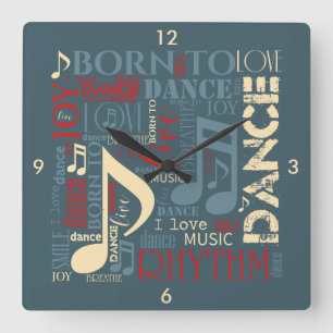 Born to Dance Blue ID277 Square Wall Clock