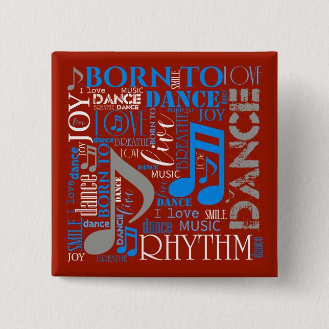 Born to Dance Blue/White/Any Colour ID277 15 Cm Square Badge (Front)