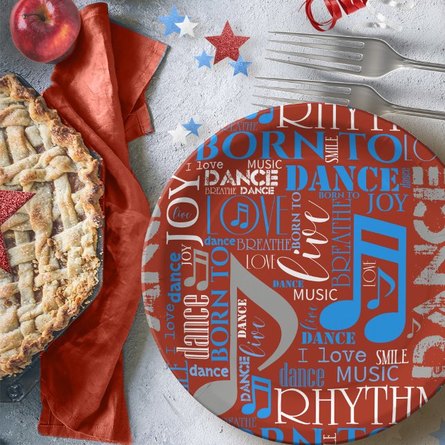 Born to Dance Blue/White/Any Colour ID277 Paper Plate (Creator Uploaded)