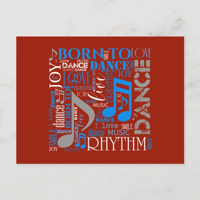 Born to Dance Blue/White/Any Colour ID277 Postcard (Front)