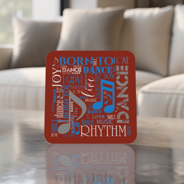 Born to Dance Blue/White/Any Colour ID277 Square Paper Coaster (Creator Uploaded)