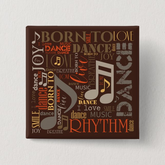 Born to Dance Brown ID277 15 Cm Square Badge (Front)