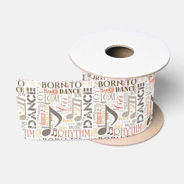 Born to Dance Brown ID277 Satin Ribbon (Spool)
