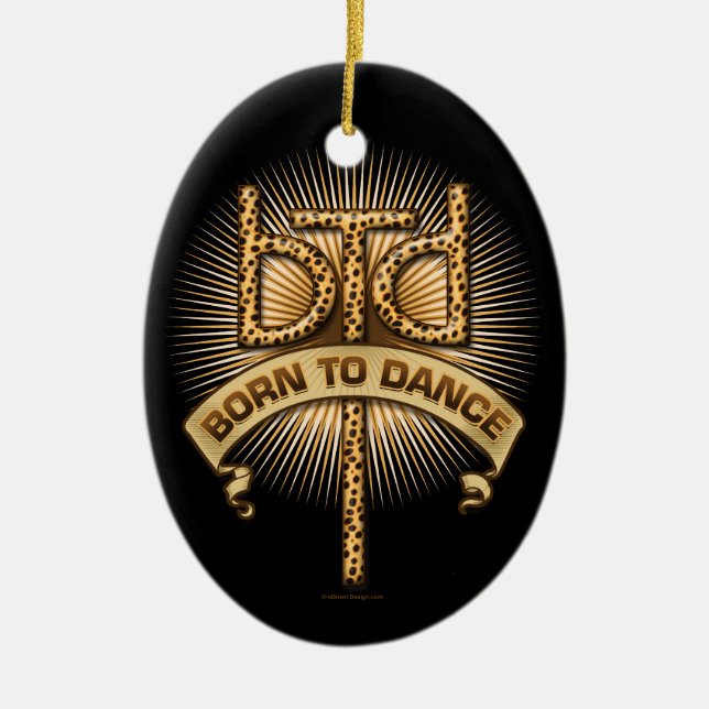 Born To Dance (leopard) Ceramic Tree Decoration (Front)