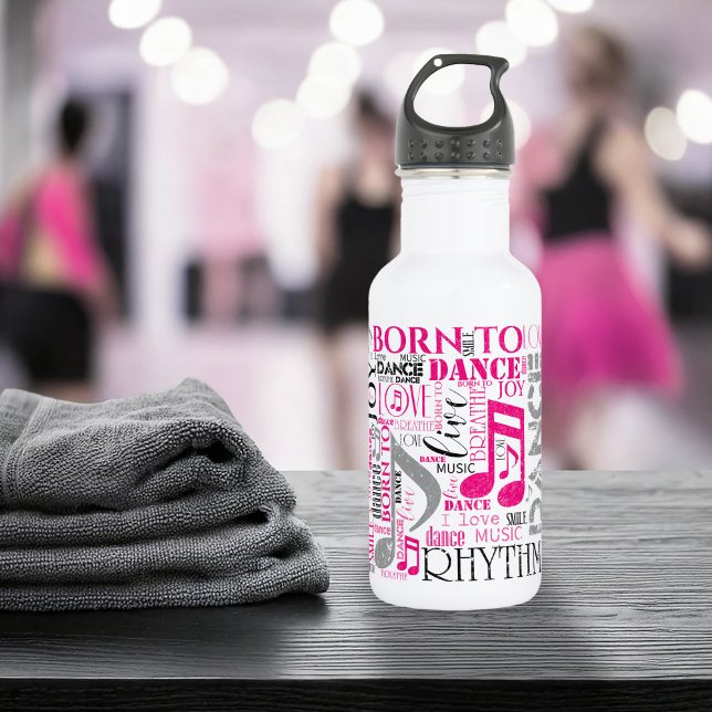 Born to Dance Pink Grey ID277 532 Ml Water Bottle (Creator Uploaded)
