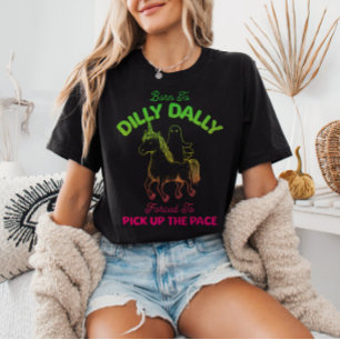 Born to Dilly Dally Gradient Ghost Riding Unicorn  T-Shirt