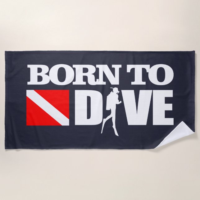 Born To Dive (DF) Beach Towel (Front)