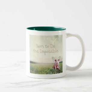 Born to Do the Impossible Flying Pig Two-Tone Coffee Mug