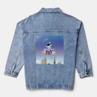 Born to Explore | Cute Astronaut Adventure Denim Jacket