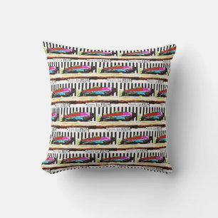 Born to fish, colourful fisherman's pattern cushion