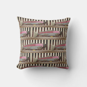 Born to fish, colourful fisherman's pattern cushion