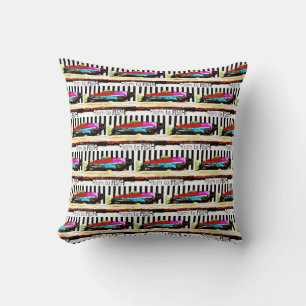Born to fish,  colourful fisherman's pattern cushion