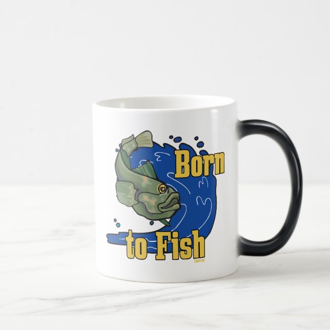 Born to Fish Fishing TShirt Magic Mug (Right)