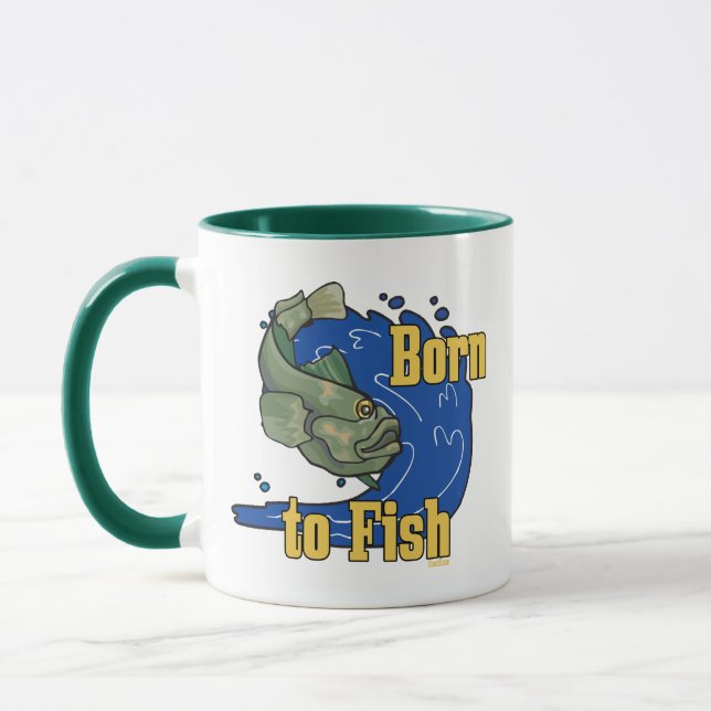 Born to Fish Fishing TShirt Mug (Left)