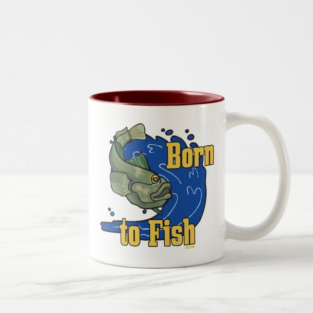 Born to Fish Fishing TShirt Two-Tone Coffee Mug (Right)