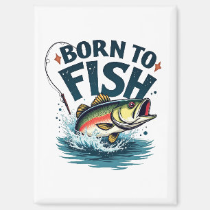 Born to Fish – Jumping Bass Artwork for Fishing Magnet