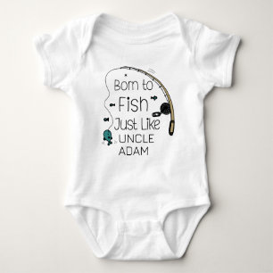 Born to Fish Just Like Uncle - Cute Angler Baby Bodysuit