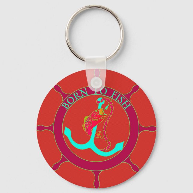 Born to fish key ring (Front)