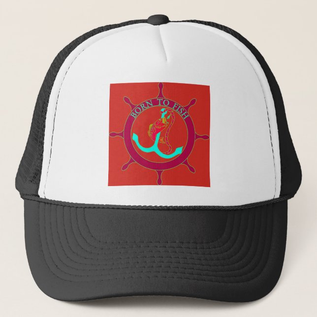 Born to fish trucker hat (Front)