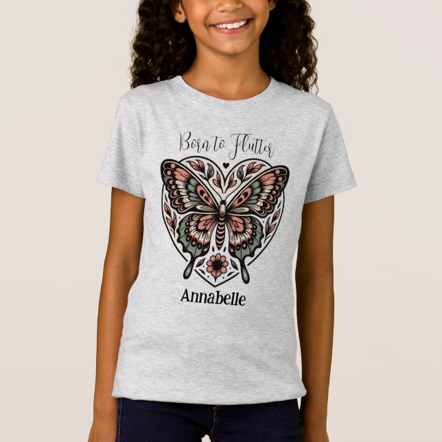 Born to Flutter Boho Grey T-Shirt (Front)