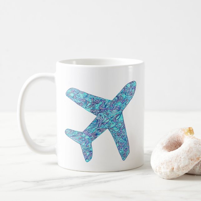 "Born To Fly" Aeroplane  Coffee Mug (With Donut)