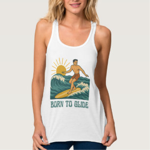 Born To Glide California Surfer Retro Graphic Surf Singlet