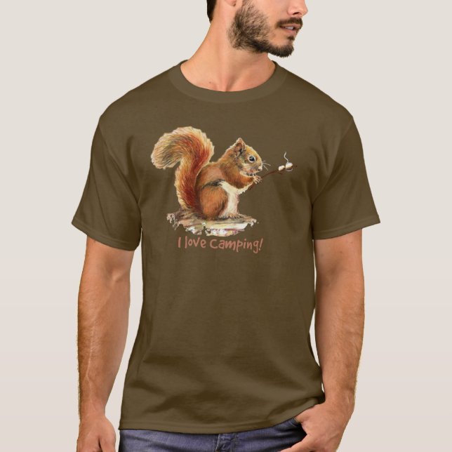 BORN TO GO CAMPING Fun Squirrel Cute Animal Quote T-Shirt (Front)