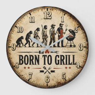 Born to Grill Funny BBQ Evolution Large Clock