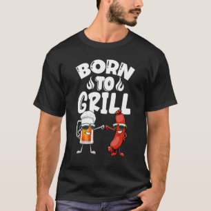 Born To Grill Hot Dogs & Beer Women Foodie Sausage T-Shirt