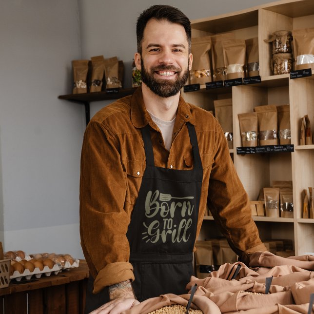 Born To Grill Khaki BBQ Apron (Creator Uploaded)