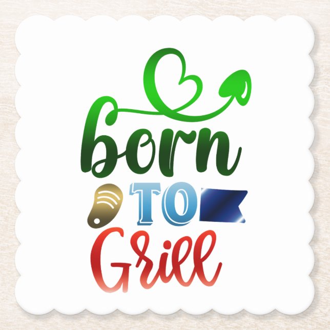 Born to Grill Paper Coaster (Front)