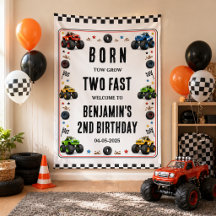Born to Grow Two Fast Monster Trucks 2nd Birthday