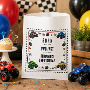 Born to Grow Two Fast Monster Trucks 2nd Birthday Favour Bags
