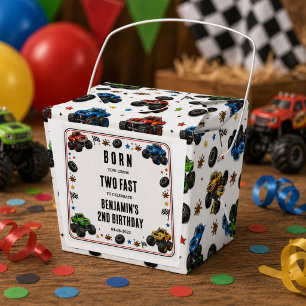 Born to Grow Two Fast Monster Trucks 2nd Birthday Favour Box