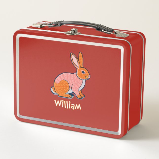 Born to hop Rabbit Illustration  Metal Lunch Box (Front)