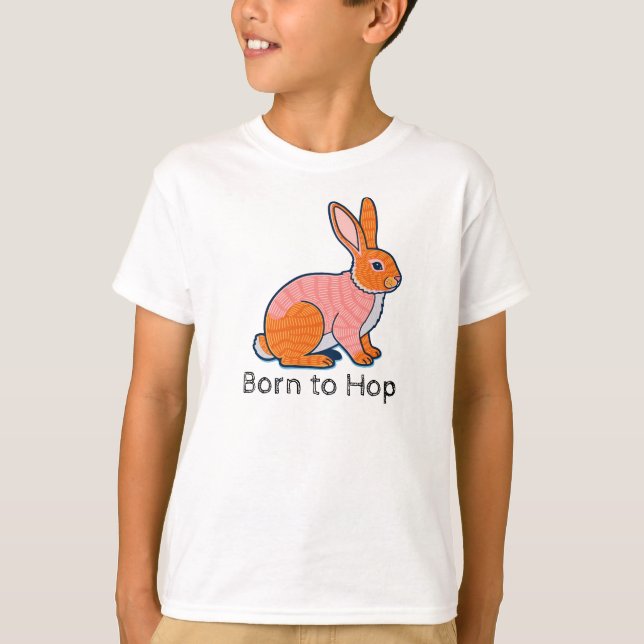 Born to hop Rabbit Illustration  T-Shirt (Front)