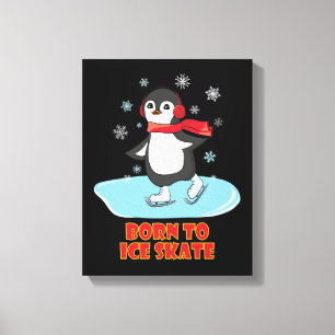 Born To Ice Skate Cute Penguin Canvas Print