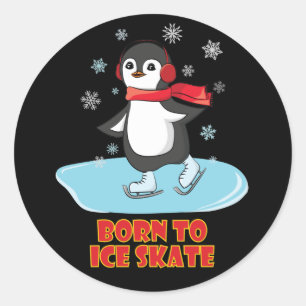 Born To Ice Skate Cute Penguin Classic Round Sticker