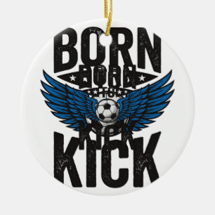 Born To Kick Vintage Soccer Wings Shirt Design_1 Ceramic Tree Decoration