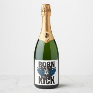 Born To Kick Vintage Soccer Wings Shirt Design_1 Sparkling Wine Label