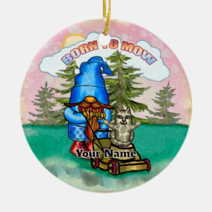 Born To Mow gnome Ceramic Tree Decoration